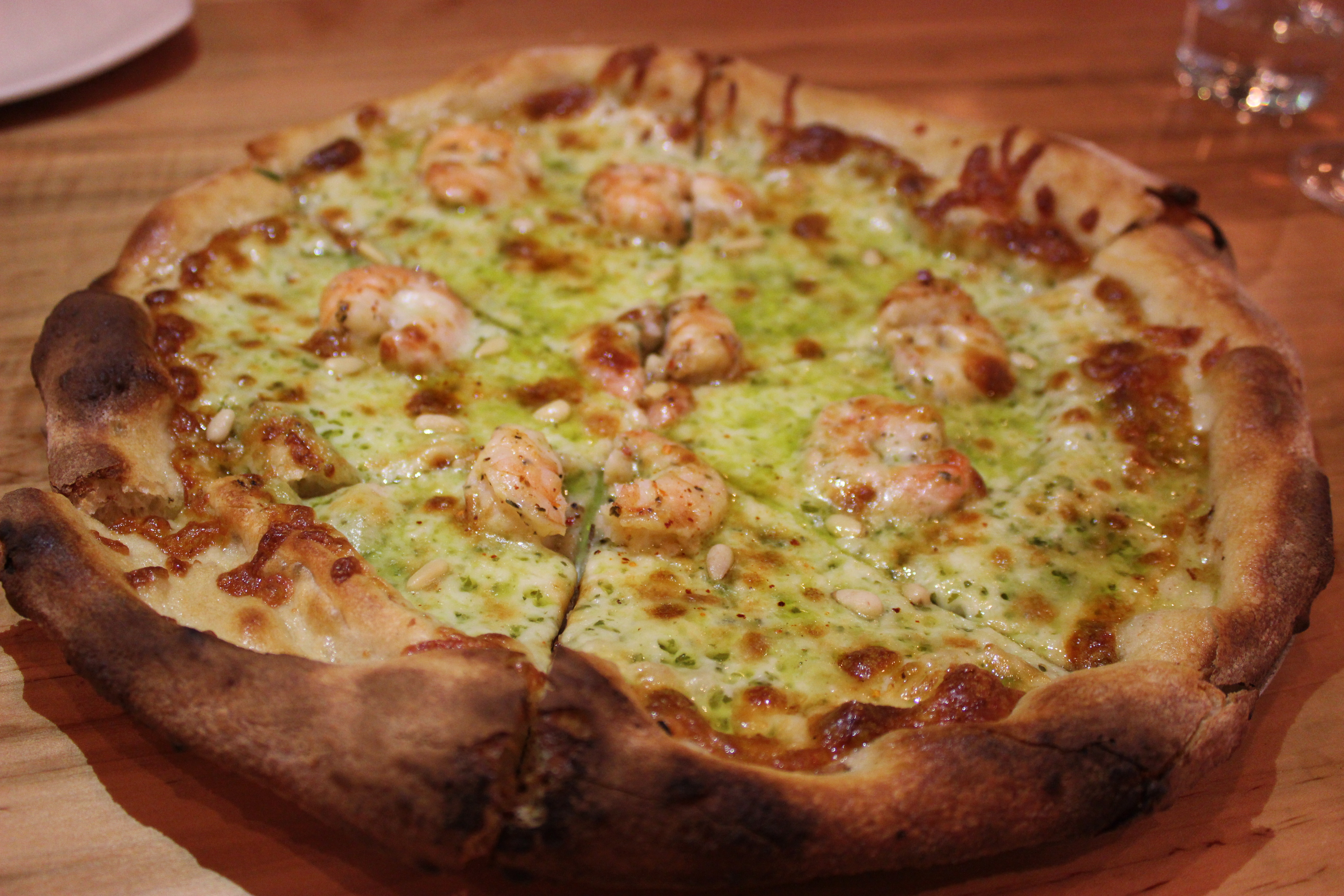 Rango & Rib: Shrimp & Pine Nut Pizza at Raduno